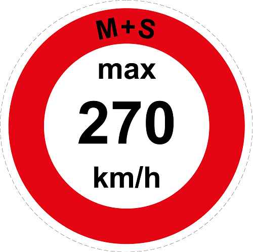 Geschwindigkeitsaufkleber "M+S max 270 km/h roter Rand" ES-CAR1600-270