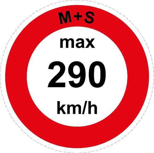 Geschwindigkeitsaufkleber "M+S max 290 km/h roter Rand" ES-CAR1600-290