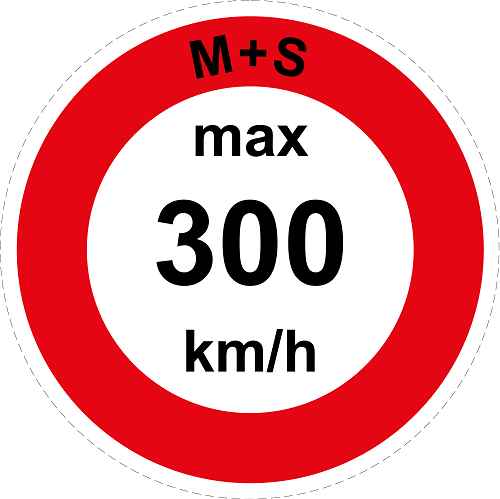Geschwindigkeitsaufkleber "M+S max 300 km/h roter Rand" ES-CAR1600-300