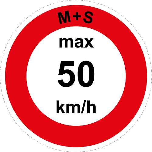 Geschwindigkeitsaufkleber "M+S max 50 km/h roter Rand" ES-CAR1600-50