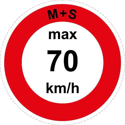 Geschwindigkeitsaufkleber "M+S max 70 km/h roter Rand" ES-CAR1600-70