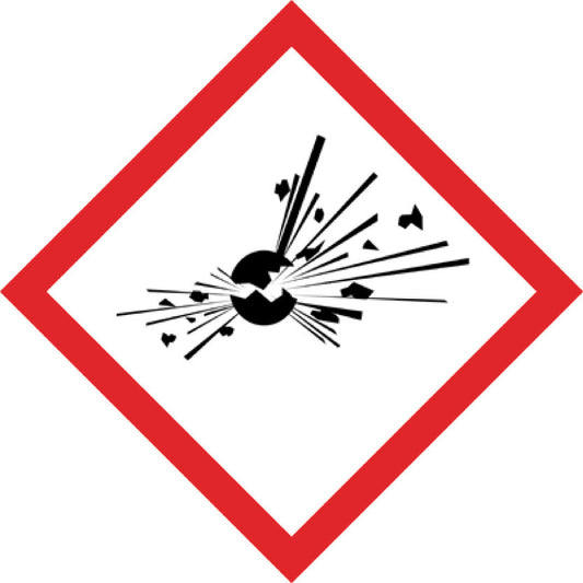 GHS Aufkleber "Explosiv" 15 mm-100 mm  zum selbst bedrucken aus Papier oder Plastik ES-GHS-01