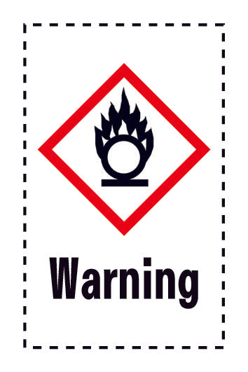 1000 Aufkleber "Warning Oxidierend" 2.4x3.9 cm bis 4,2x6,8 cm, aus Papier oder Plastik ES-GHS-03-Warning