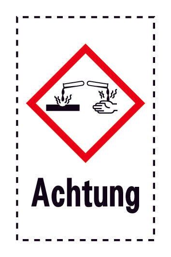 Aufkleber " Achtung" 2.4x3.9 cm bis 15x24 cm, aus Papier oder Plastik ES-GHS-05-15-Achtung