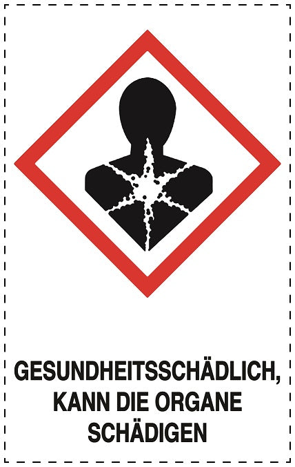 1000 Aufkleber "Gesundheitsschädlich, kann die Organe schädigen" 2.4x3.9 cm bis 4,2x6,8 cm, aus Papier oder Plastik ES-GHS-08-1040-0