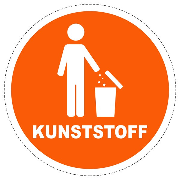 Mülltrennungsaufkleber "Kunststoff" 2-7 cm aus PVC Plastik, ES-GRPWA-5100-8