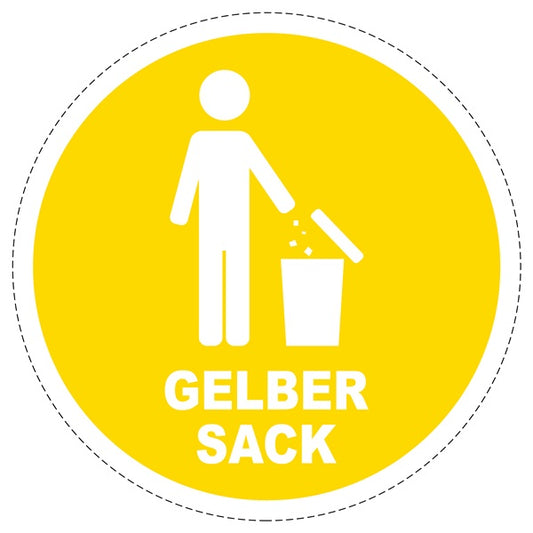 Mülltrennungsaufkleber "Gelber Sack" 2-7 cm aus PVC Plastik, ES-GRPWA-5200-8