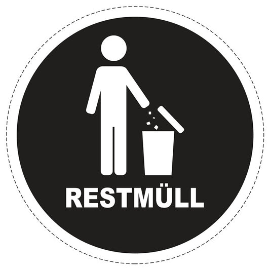 Mülltrennungsaufkleber "Restmüll" 2-7 cm aus PVC Plastik, ES-GRPWA-5300-88