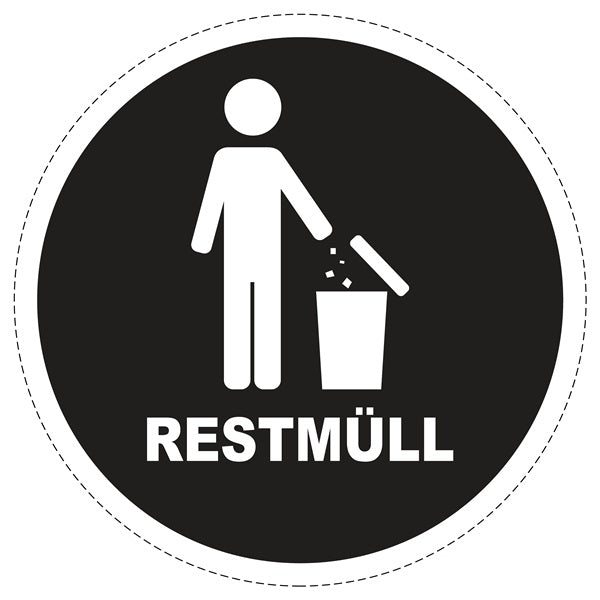 Mülltrennungsaufkleber "Restmüll" 10-60 cm aus PVC Plastik, ES-GRPWA-5300-88