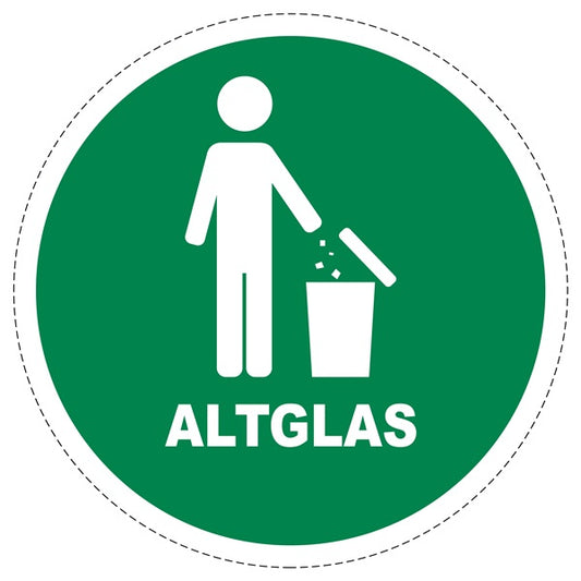 Mülltrennungsaufkleber "Altglas" 2-7 cm aus PVC Plastik, ES-GRPWA-5500-54