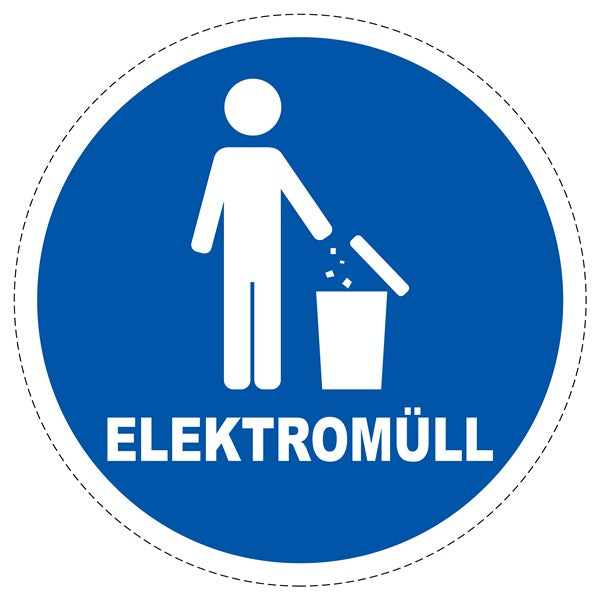 Mülltrennungsaufkleber "Elektromüll" 10-60 cm aus PVC Plastik, ES-GRPWA-5900-50