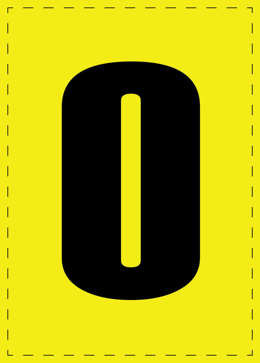 Buchstabe 0 Klebebuchstaben und Zahlenaufkleber schwarze Schrift gelber Hintergrund  ES-BGPVC-0-3