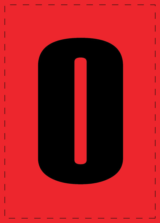 Buchstabe 0 Klebebuchstaben und Zahlenaufkleber schwarze Schrift roter Hintergrund  ES-NPVC-0