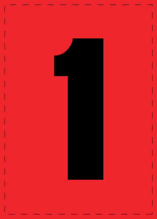 Buchstabe 1 Klebebuchstaben und Zahlenaufkleber schwarze Schrift roter Hintergrund  ES-NPVC-1