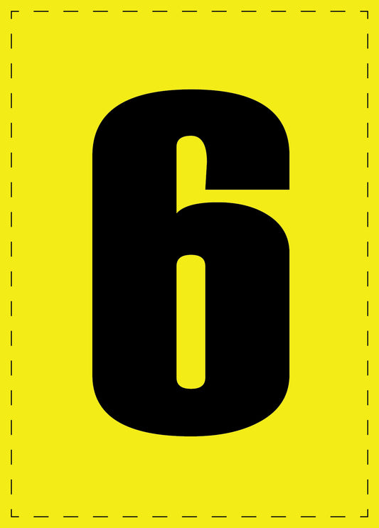Buchstabe 6 Klebebuchstaben und Zahlenaufkleber schwarze Schrift gelber Hintergrund  ES-BGPVC-6-3