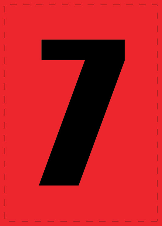 Buchstabe 7 Klebebuchstaben und Zahlenaufkleber schwarze Schrift roter Hintergrund  ES-NPVC-7