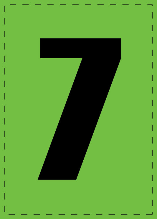 Klebebuchstaben und Zahlenaufkleber "7" schwarze Schrift grüner Hintergrund  ES-NPVC-7
