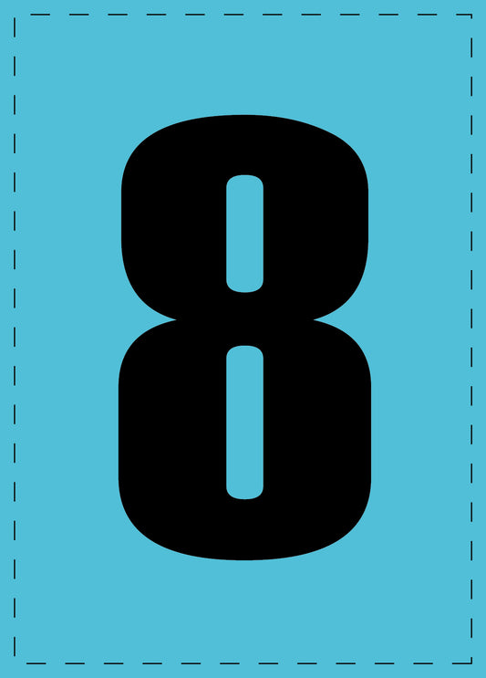 Buchstabe 8 Klebebuchstaben und Zahlenaufkleber schwarze Schrift blauer Hintergrund  ES-NPVC-8-50