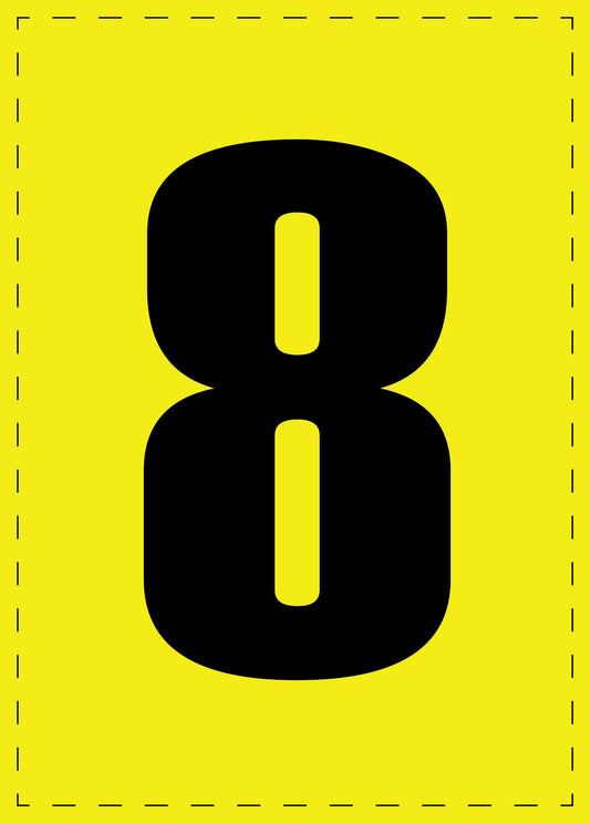 Buchstabe 8 Klebebuchstaben und Zahlenaufkleber schwarze Schrift gelber Hintergrund  ES-BGPVC-8-3