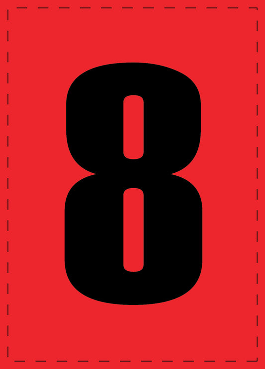 Buchstabe 8 Klebebuchstaben und Zahlenaufkleber schwarze Schrift roter Hintergrund  ES-NPVC-8