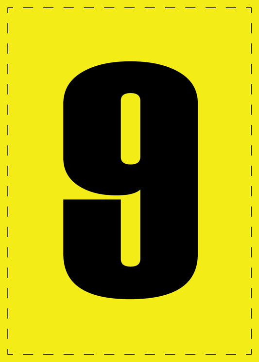 Buchstabe 9 Klebebuchstaben und Zahlenaufkleber schwarze Schrift gelber Hintergrund  ES-BGPVC-9-3