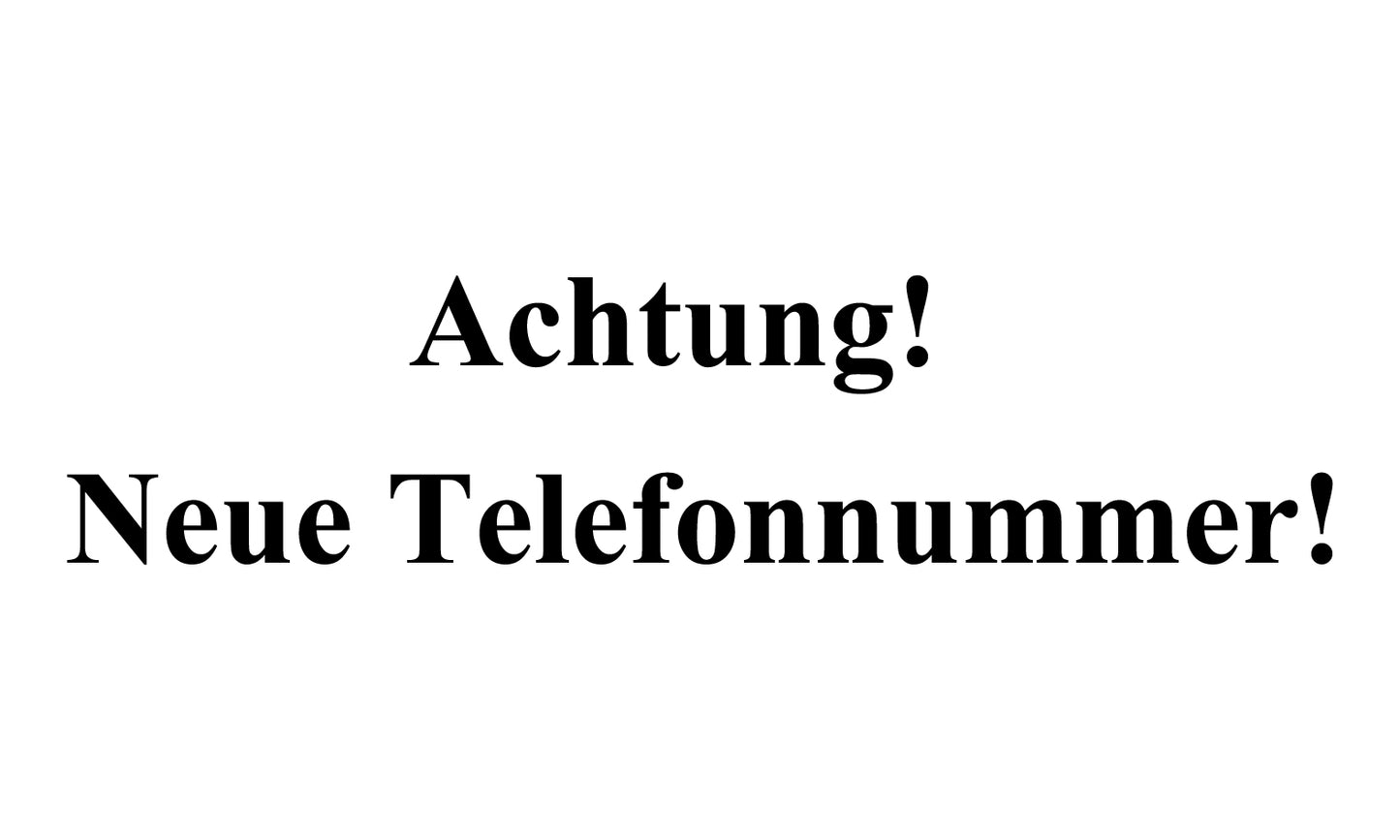 Büroorganisation "Achtung! Neue Telefonnummer!" aus Papier