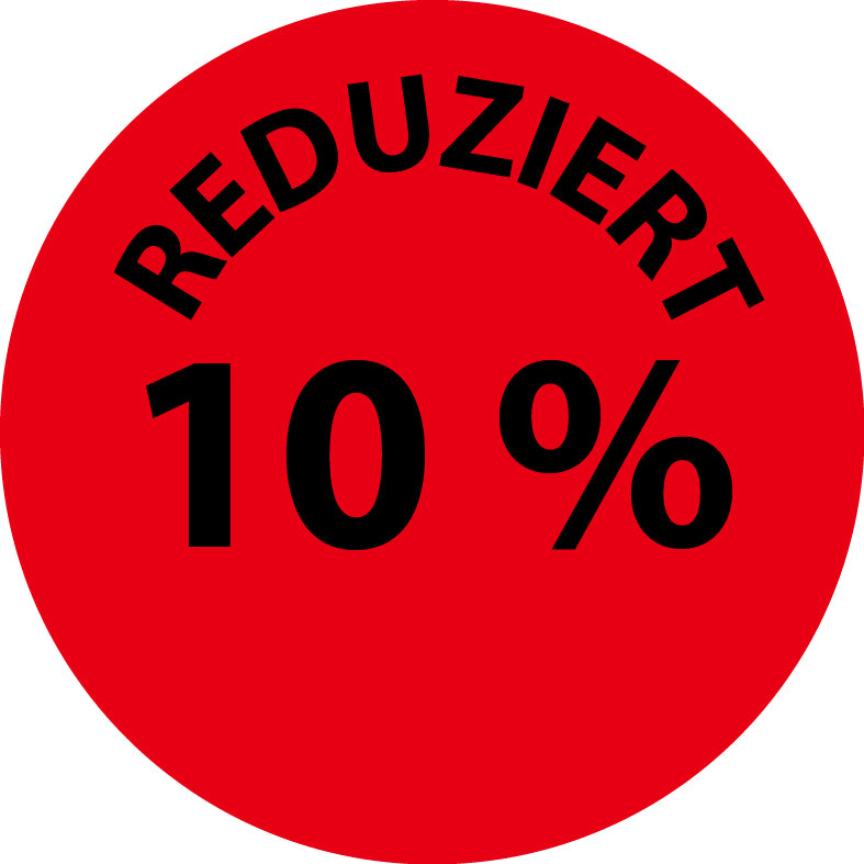 1000 Promotionsaufkleber Angebotsaufkleber Sonderangebotsaufkleber "Reduziert 10%" 2-10 cm aus Papier und Plastik  ES-PR-3010