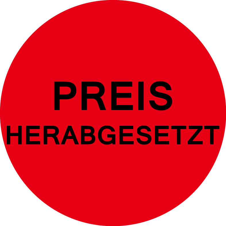 1000 Promotionsaufkleber Angebotsaufkleber Sonderangebotsaufkleber "Preis herabgesetzt" 2-10 cm aus Papier und Plastik  ES-PR-4100