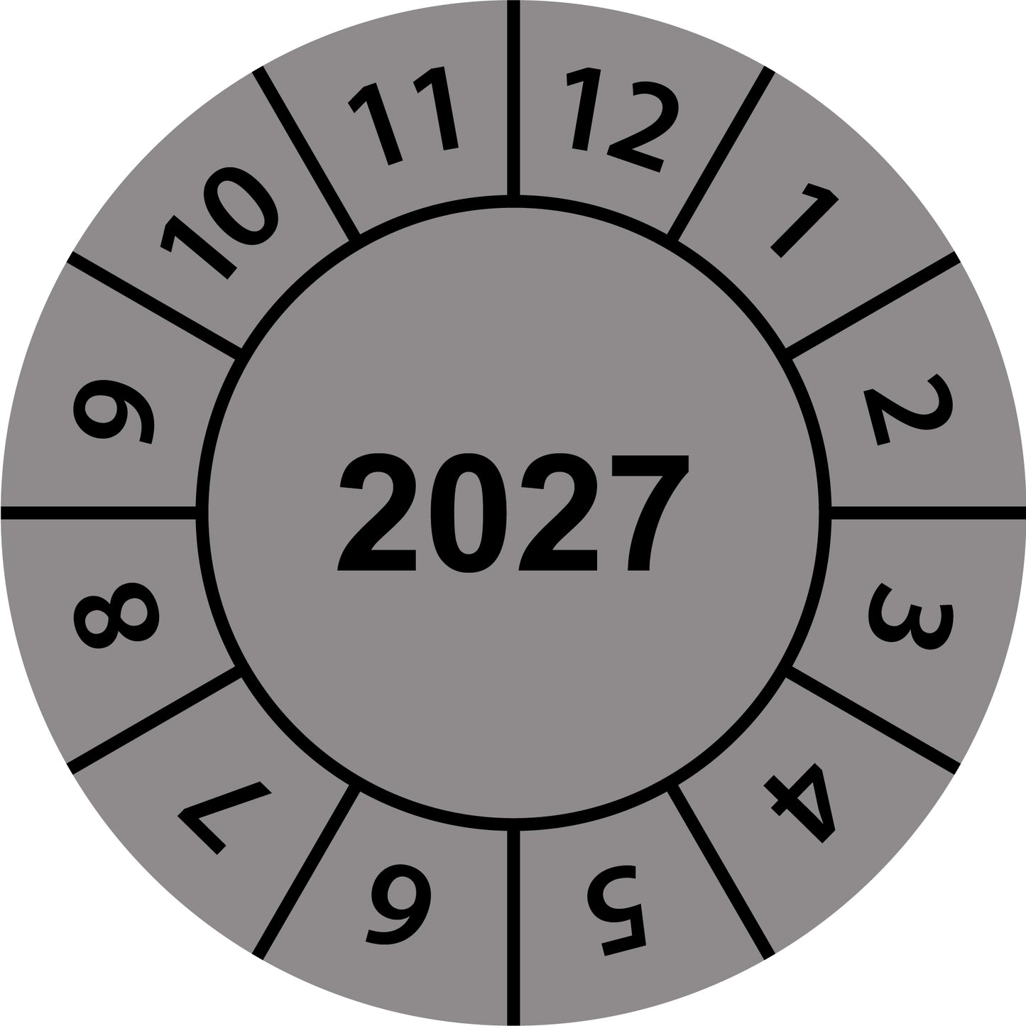 Einjahresprüfetiketten - 2027 aus Papier oder Plastik