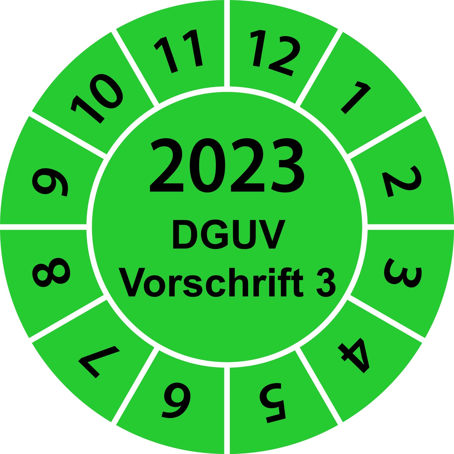 Einjahresprüfetiketten, DGUV Vorschrift 3, Startjahr: 2023 aus Papier oder Plastik