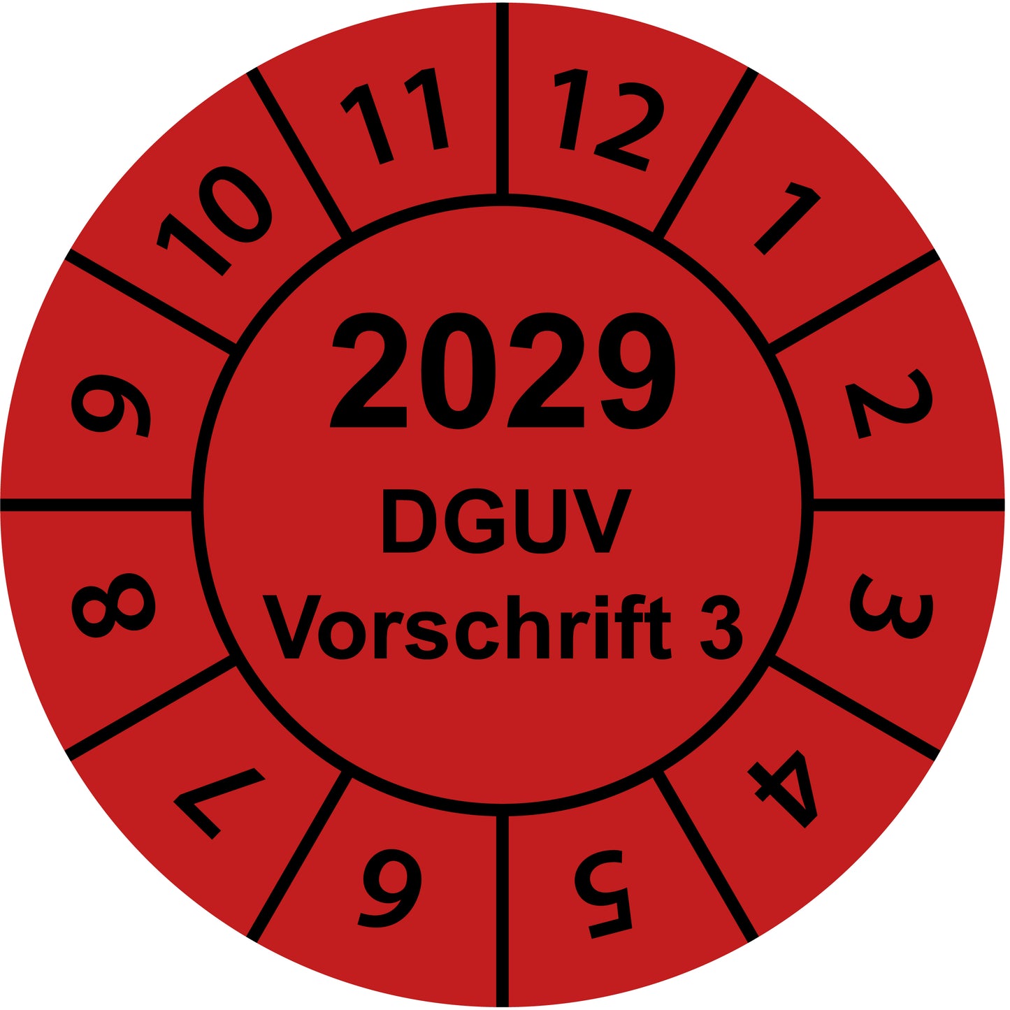 Einjahresprüfetiketten, DGUV Vorschrift 3, Startjahr: 2029 aus Papier oder Plastik