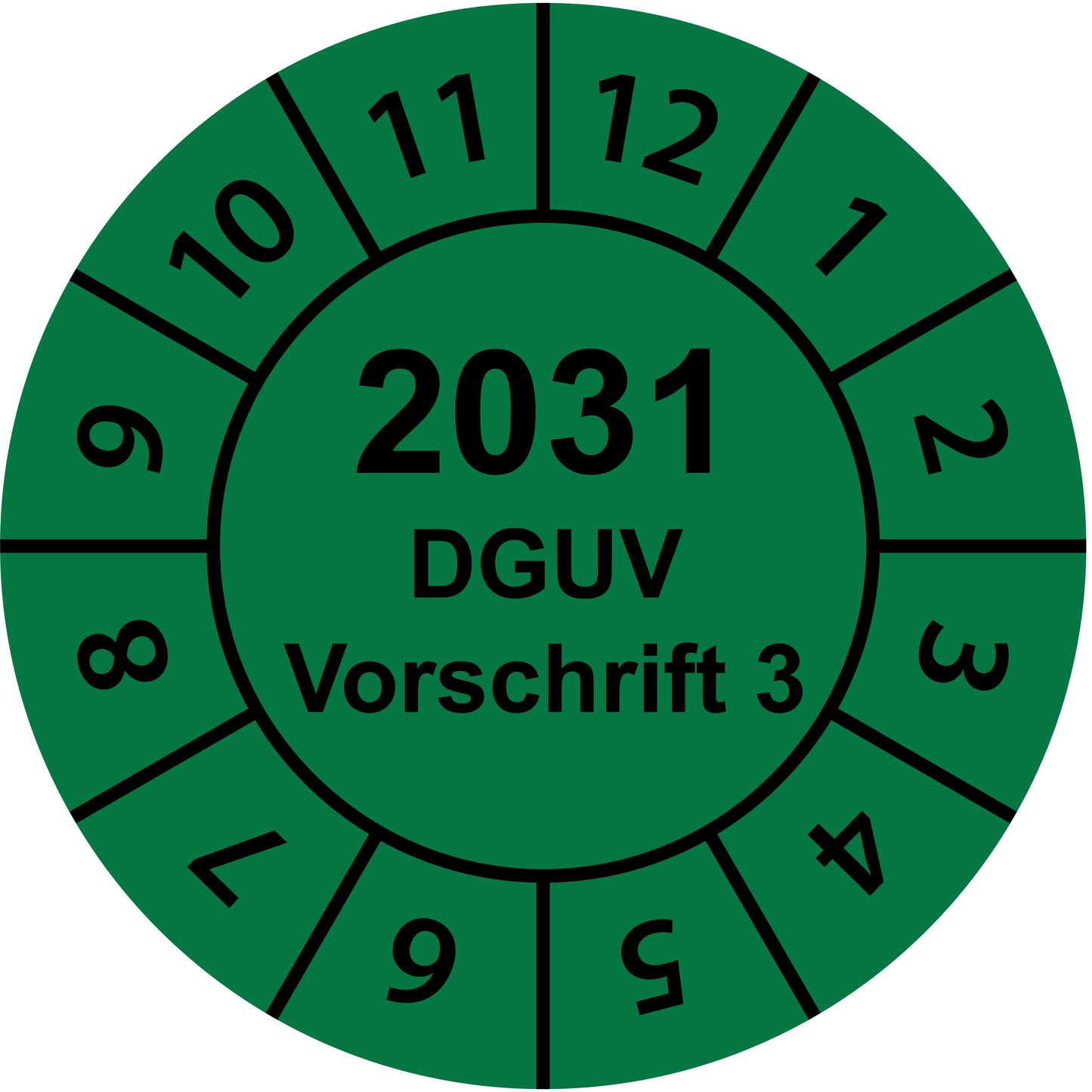 Einjahresprüfetiketten, DGUV Vorschrift 3, Startjahr: 2031 aus Papier oder Plastik