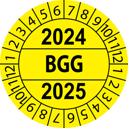 Mehrjahresprüfetiketten, BGG, Startjahr: 2024 aus Papier oder Plastik