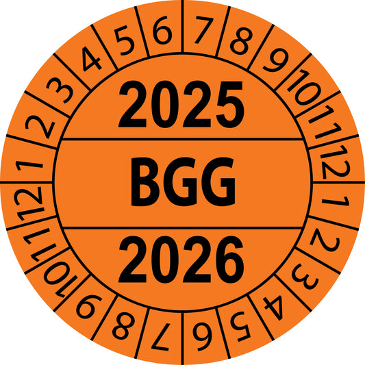 Mehrjahresprüfetiketten, BGG, Startjahr: 2025 aus Papier oder Plastik