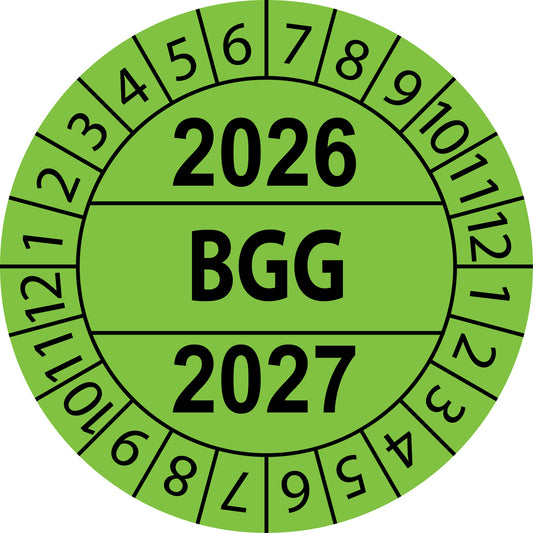 Mehrjahresprüfetiketten, BGG, Startjahr: 2026 aus Papier oder Plastik
