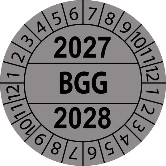 Mehrjahresprüfetiketten, BGG, Startjahr: 2027 aus Papier oder Plastik