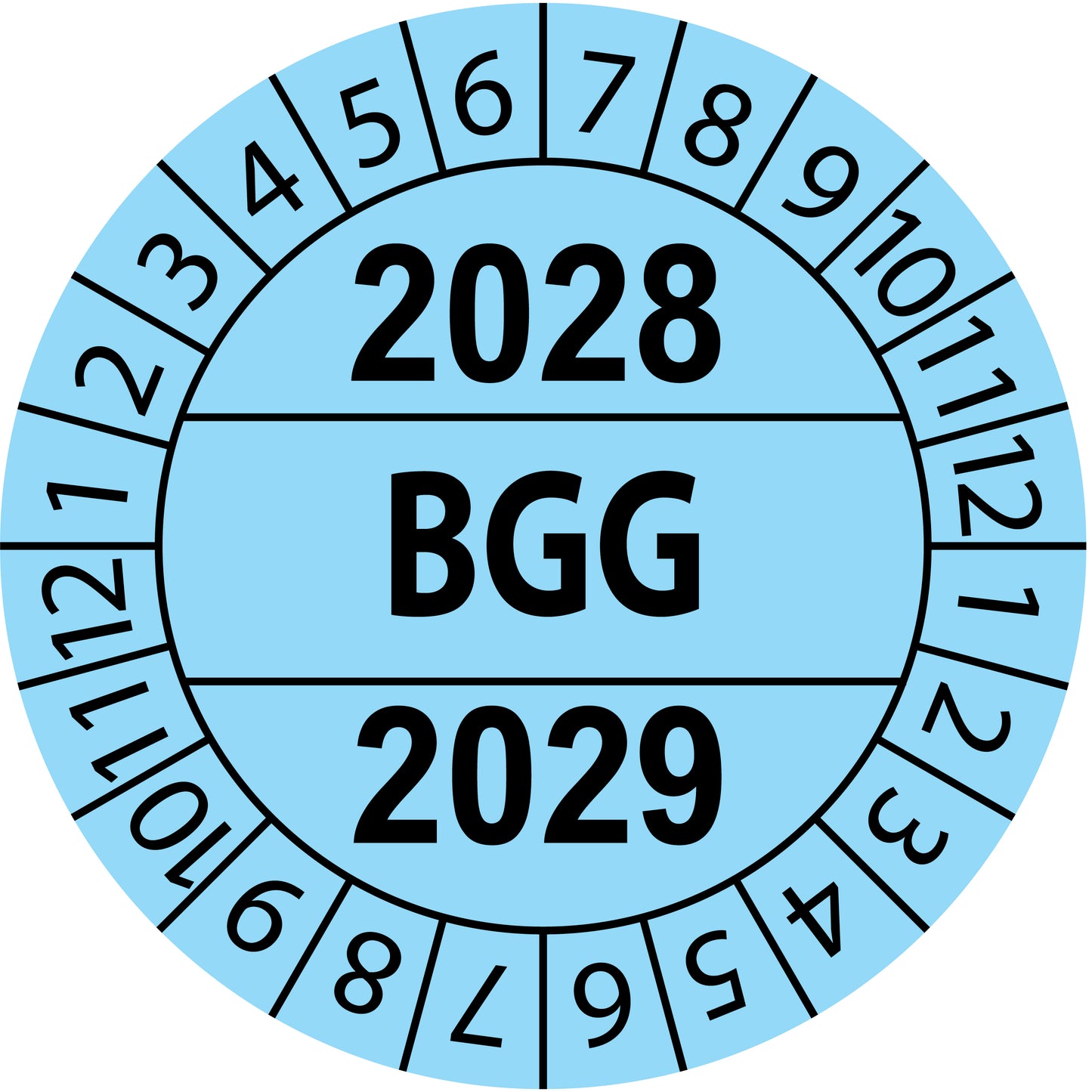 Mehrjahresprüfetiketten, BGG, Startjahr: 2028 aus Papier oder Plastik