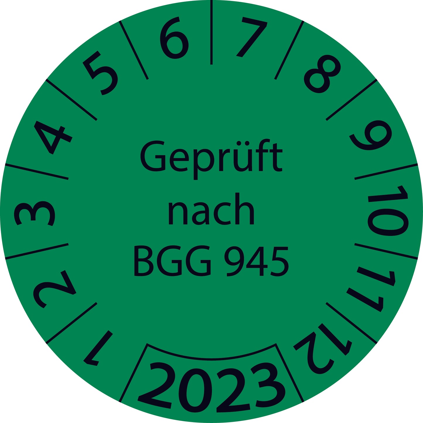 Einjahresprüfetiketten, Geprüft nach BGG 945, Startjahr: 2023 aus Papier oder Plastik