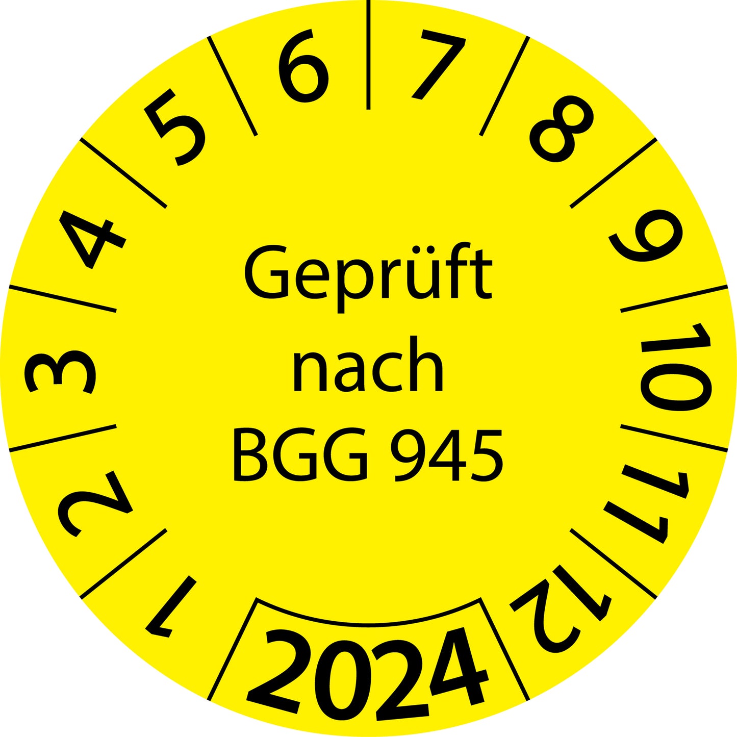 Einjahresprüfetiketten, Geprüft nach BGG 945, Startjahr: 2024 aus Papier oder Plastik