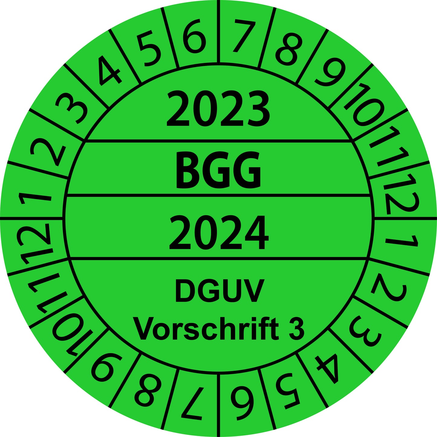 Mehrjahresprüfetiketten, BGG, DGUV Vorschrift 3, Startjahr: 2023 aus Papier oder Plastik
