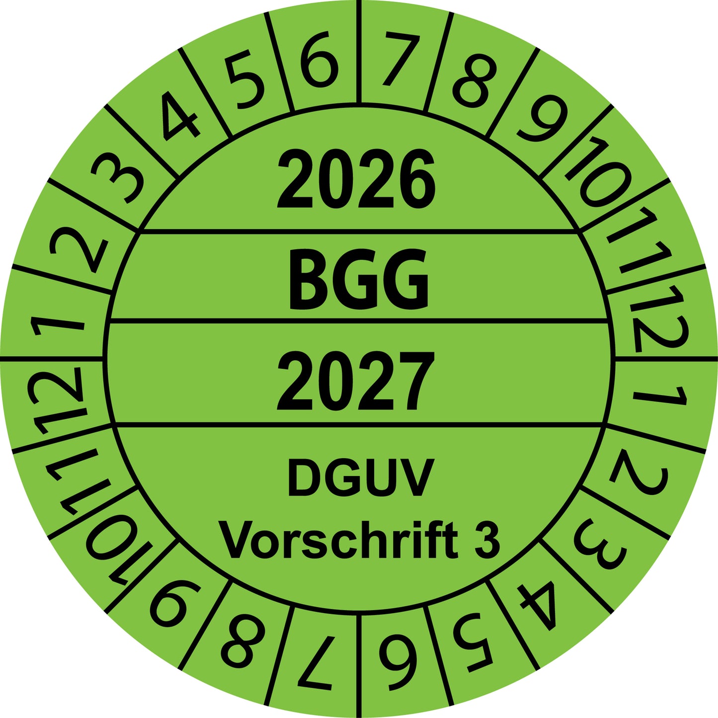 Mehrjahresprüfetiketten, BGG, DGUV Vorschrift 3, Startjahr: 2026 aus Papier oder Plastik