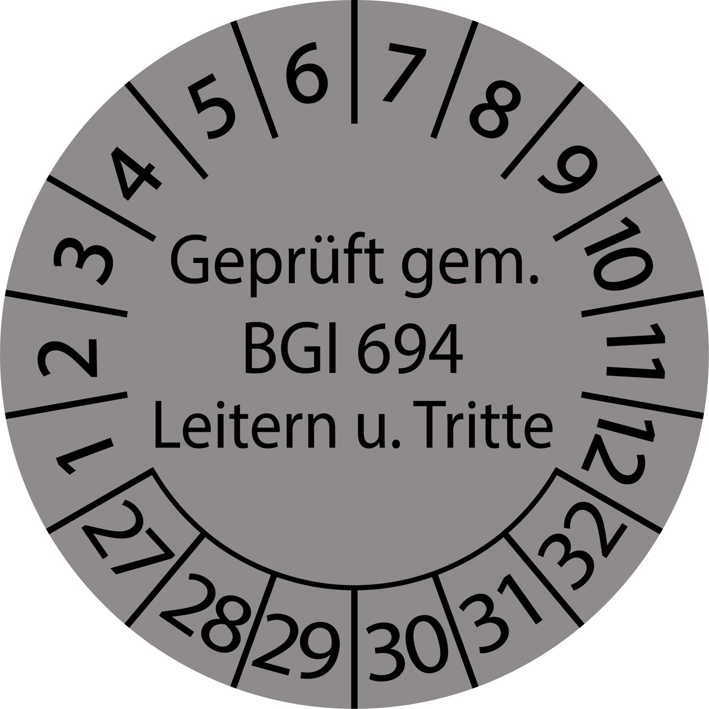 Mehrjahresprüfetiketten, Geprüft gem. BGI 694 Leitern u. Tritte, Startjahr: 2027 aus Papier oder Plastik