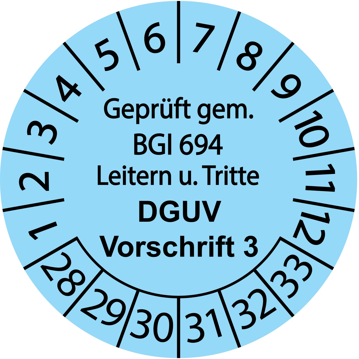 Mehrjahresprüfetiketten, Geprüft gem. BGI 694 Leitern u. Tritte, DGUV Vorschrift, Startjahr: 2028 aus Papier oder Plastik