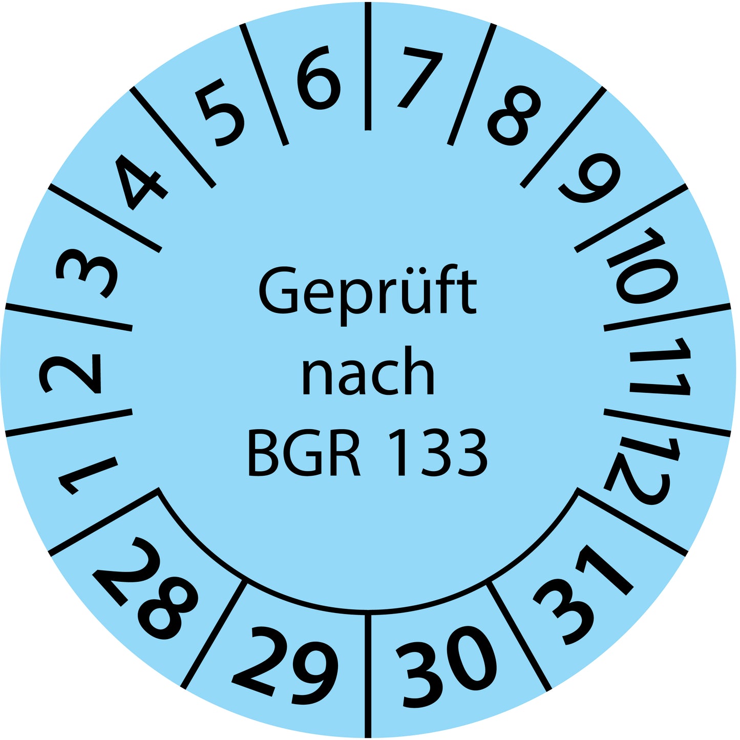 Mehrjahresprüfetiketten, Geprüft nach BGR 133, Startjahr: 2028 aus Papier oder Plastik
