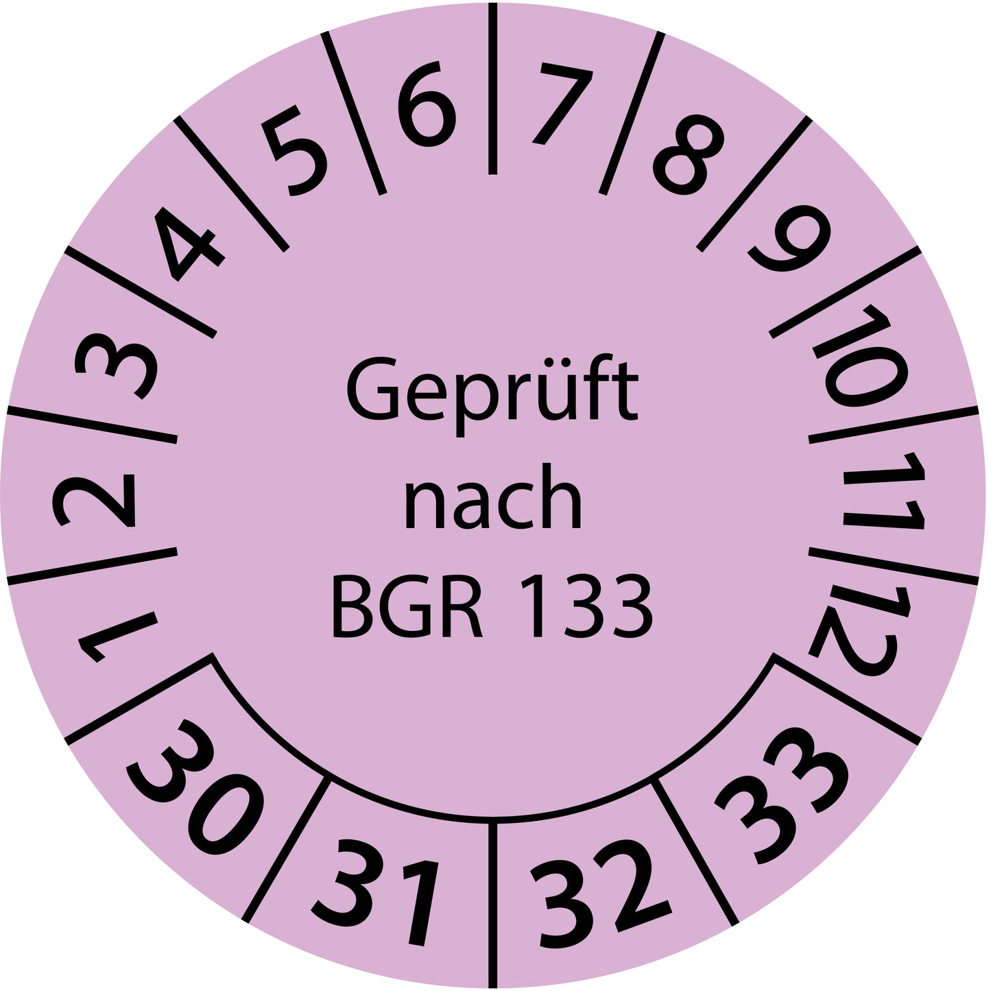 Mehrjahresprüfetiketten, Geprüft nach BGR 133, Startjahr: 2030 aus Papier oder Plastik
