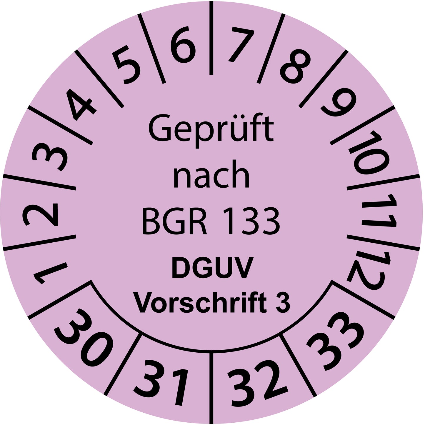 Mehrjahresprüfetiketten, Geprüft nach BGR 133, DGUV Vorschrift 3, Startjahr: 2030 aus Papier oder Plastik