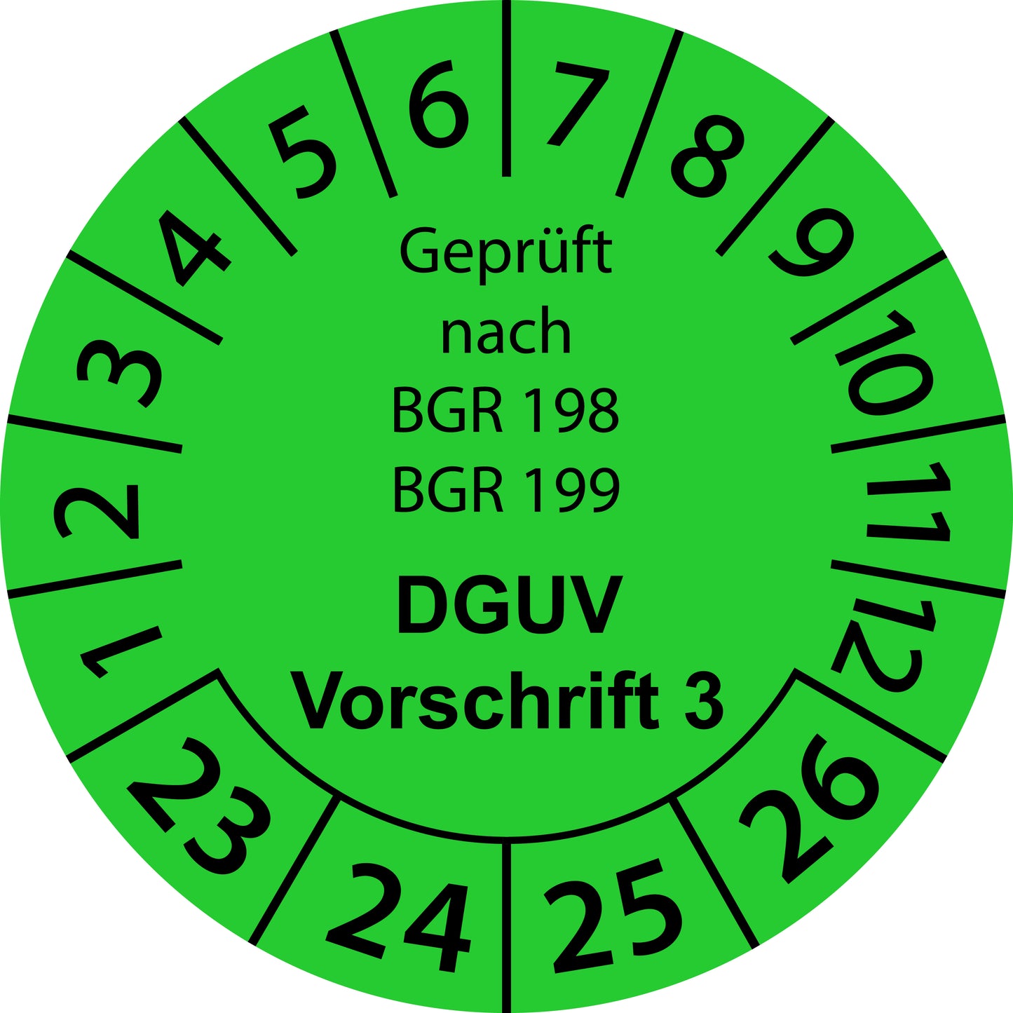 Mehrjahresprüfetiketten, Geprüft nach BGR 198 + BGR 199, DGUV Vorschrift 3, Startjahr: 2023 aus Papier oder Plastik