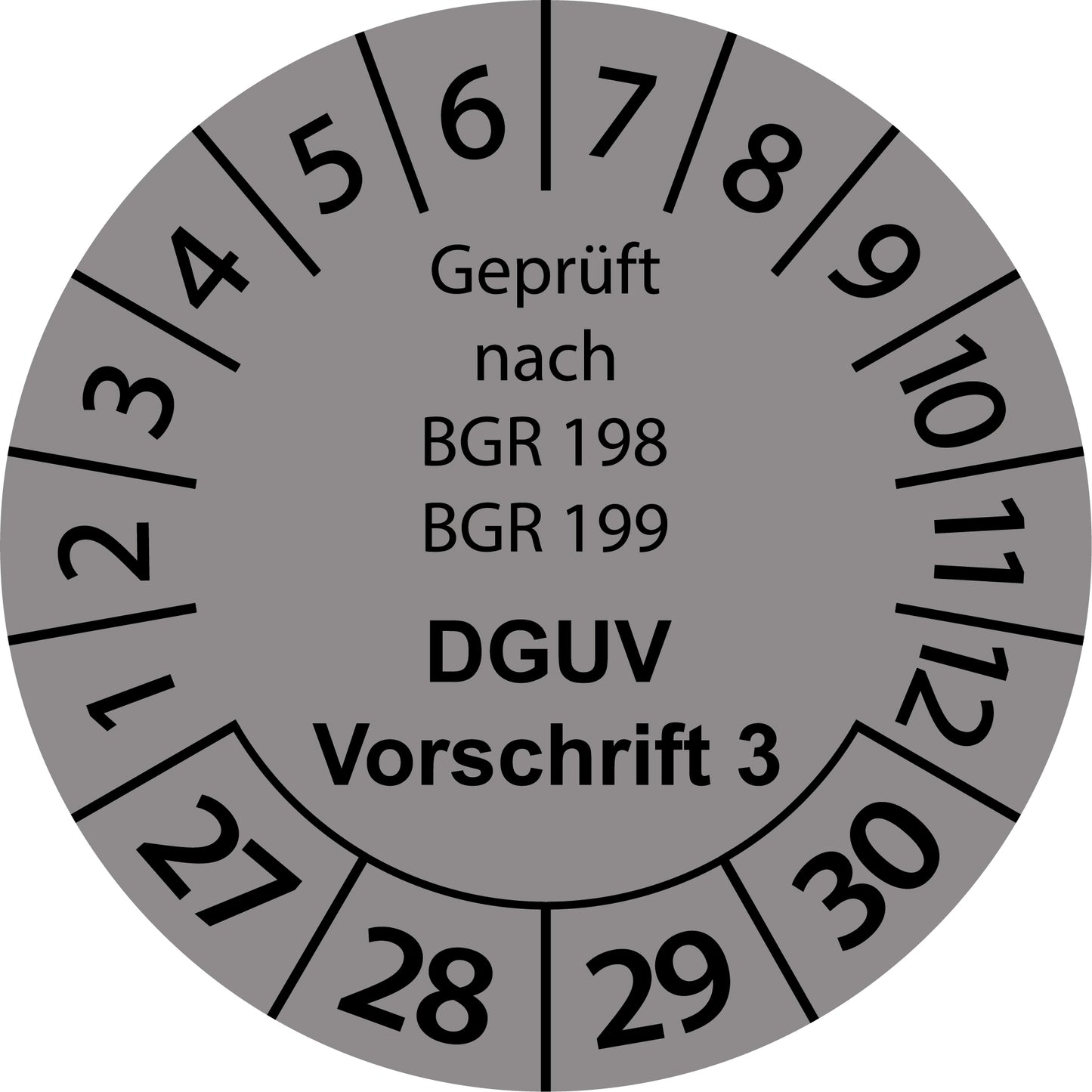 Mehrjahresprüfetiketten, Geprüft nach BGR 198 + 199, DGUV Vorschrift 3, Startjahr: 2027 aus Papier oder Plastik