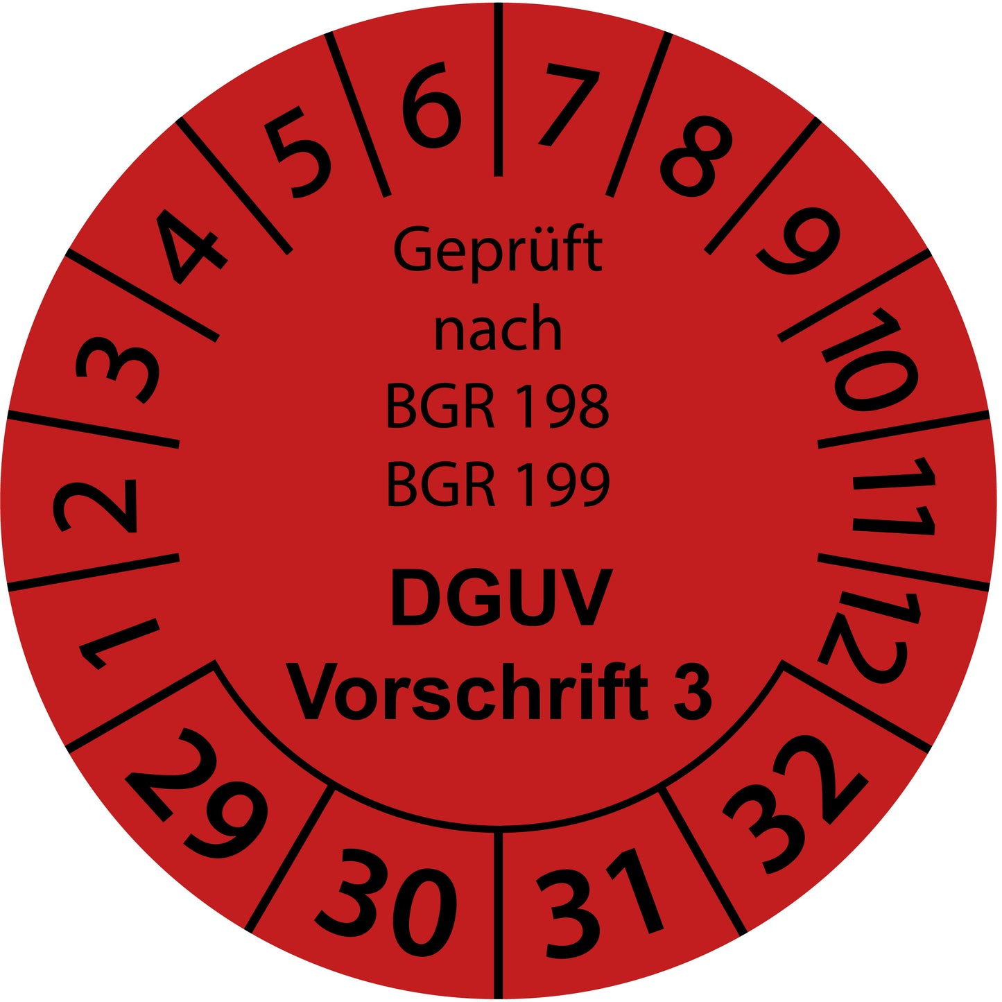 Mehrjahresprüfetiketten, Geprüft nach BGR 198 + 199, DGUV Vorschrift 3, Startjahr: 2029 aus Papier oder Plastik