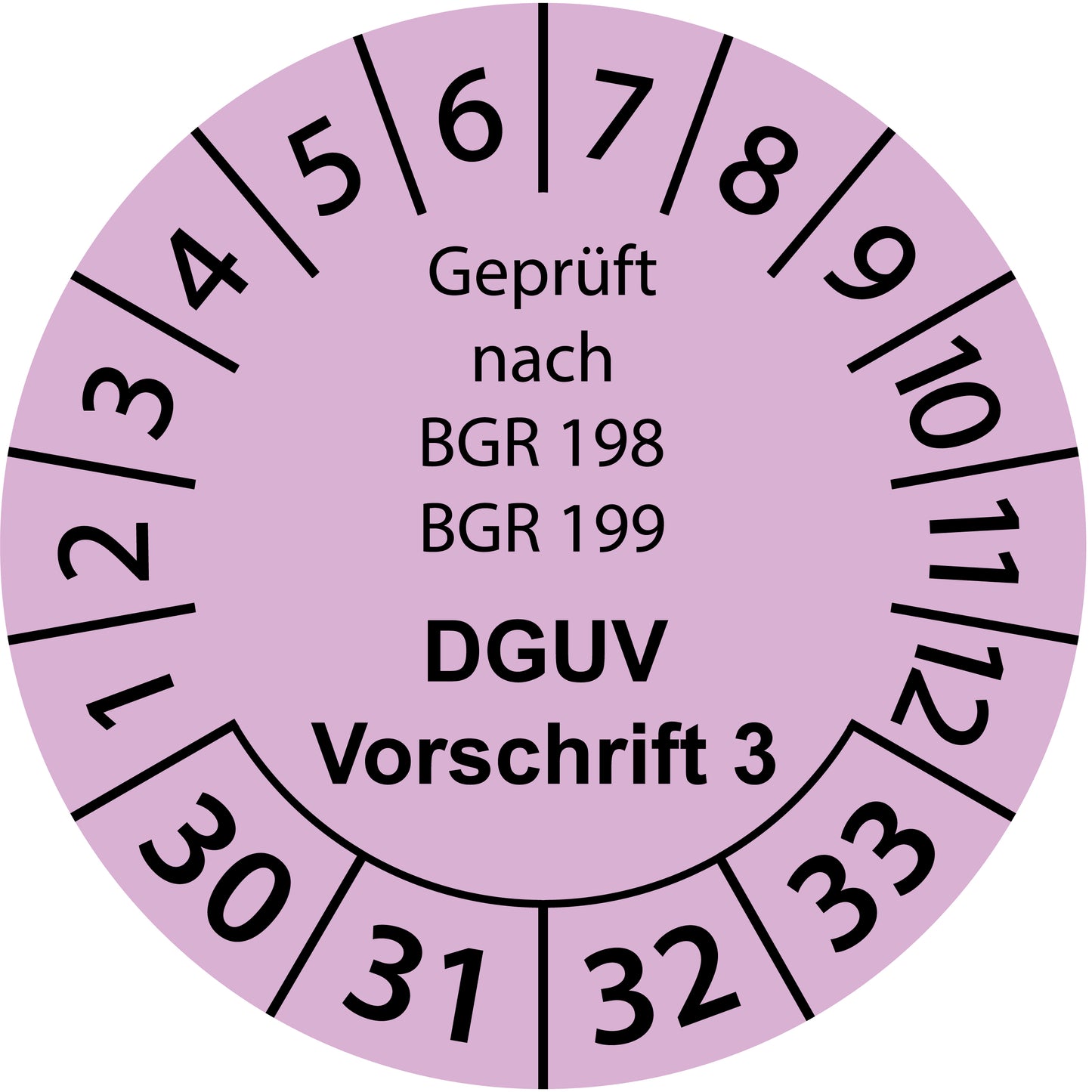 Mehrjahresprüfetiketten, Geprüft nach BGR 198 + 199, DGUV Vorschrift 3, Startjahr: 2030 aus Papier oder Plastik